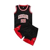FASIOHDIO Camiset Baloncesto Niños Conjunto Baloncesto Niños Trajes de Baloncesto Niño Pantalones Cortos Baloncesto para Niños y Camiseta Tirantes Equipación Baloncesto Niño (Black, 10-12 years/XL)