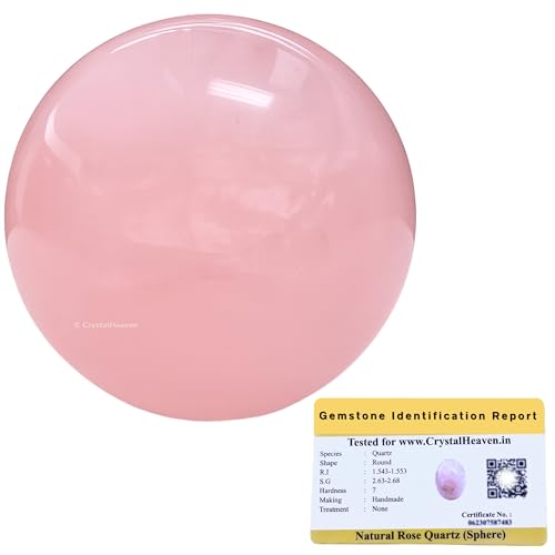 Image of Certified Rose Quartz Crystal Ball for Meditation | Premium Crystal Vastu Items for Home and Feng Shui Items for Good Luck - Pooja Supplies and Spiritual Practices (1 Inch)