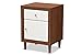 Baxton Furniture Studios Harlow Mid-Century Wood 1 Drawer and 1 Door Nightstand, Medium, White and Walnut