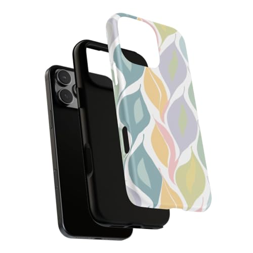Coque rigide mate iPhone 16 Pro Max bleue au design feuillage pastel - 3