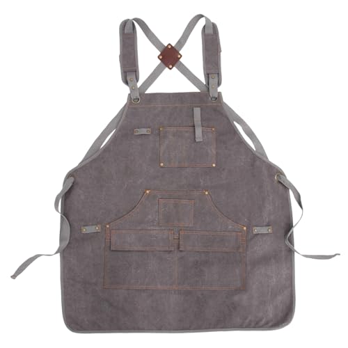 Delantal de lona gruesa para carpintería con bolsillos funcionales color gris resistente