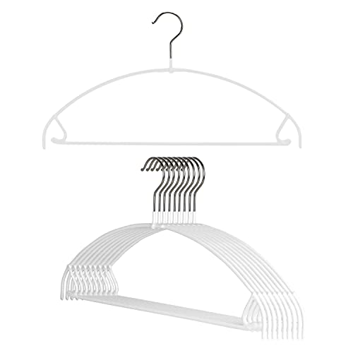 Mawa by Reston Lloyd Euro Ultra Light/Thin Series, Non-Slip Space Saving Clothes Hanger with Bar & Hook for Pants and Skirts, Style 42/PTU, Set of 10, White by MAWA - Used condition - US$20.28