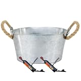 Cubitera de Cerveza 6 Litros de Hierro Galvanizado con Asas de Esparto y 2 Abridores Integrados + 2 Sacacorchos con Imán | Cubo de Hielo para Bar, Hostelería, Fiestas y Eventos (Cervezas)