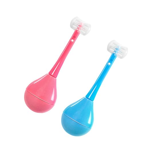 FRCOLOR 2Piezas Cartoon Toothbrush Portable Soft Bristle Cleaning Tools For Children Ergonomic Design For For Developing Oral Habits