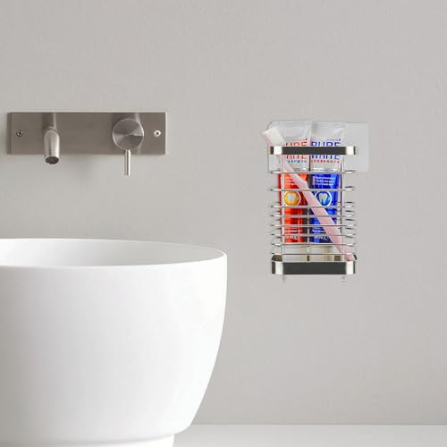 Wall Mount Toothbrush Holder for Bathroom, Stainless Steel Rustproof Toothbrush and Toothpaste Holder Organizer, Electric Toothbrush Holder Self Adhesive Wallmount/Countertop Organizer(Silver) by LUEXBOX - Image 6