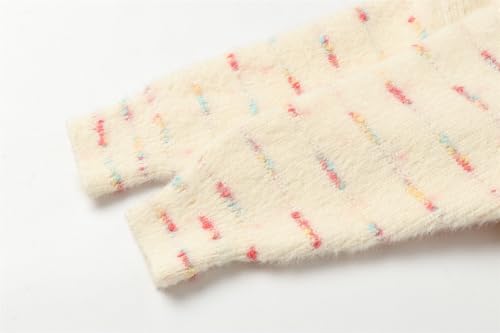 Image of Mud Kingdom Girls Fuzzy Sweater Pullover Colorful Stripes Fashion Knitwear for Toddler Casual