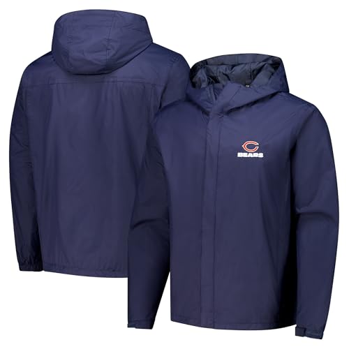 Dunbrooke Mens Navy Chicago Bears Tropic Waterproof Packable Full-Zip Hoodie Jacket