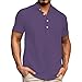 Men's Casual Henley Shirts Short Sleeve Summer Beach T-Shirts Banded Collar Henleys Button Tee Shirt(Purple,4X-Large)