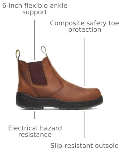 Image of Thorogood Thoro-Flex 6 inch Slip On Composite Toe Work Boots for Men - Premium Leather with Slip-Resistant Outsole and Scuff-Free Translucent Bottom; EH Rated