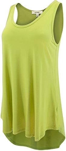 LUVAGE Women's High Low Tunic Tank Top Shirt - Casual Sleeveless Loose Fit Tops Citron