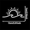 2 x 15 x 7 cm Sun and Wave Car Sticker Vinyl Sticker, Adhesive for Car Bumper, Window, Truck, Laptop - Beach Theme Vehicle Accessories|# AZ277 (White) #1