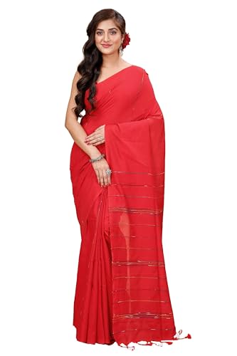Image of Women's Traditional Bengal Handloom Soft Cotton Khesh Saree