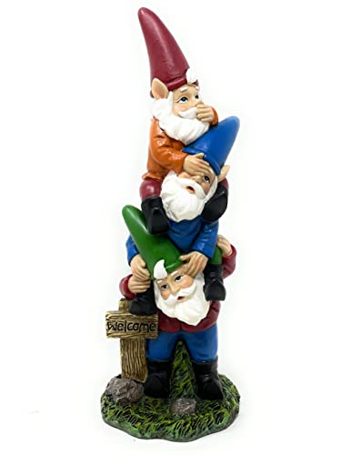 Nature's Mark 3 Stacked Gnomes See No Evil Speak No