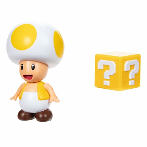The Super Mario Bros. Movie World of Nintendo 4\" Action Figure - Yellow Toad with ? Block