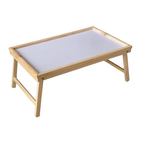 FAST WORLD SHOPPING Vassoio portacollazione da letto in Legno, tavolino porta tablet da poltrona con gambe pieghevoli, supporto regolabile, comodo, multifunzione, ideale per relax, svago e lavoro