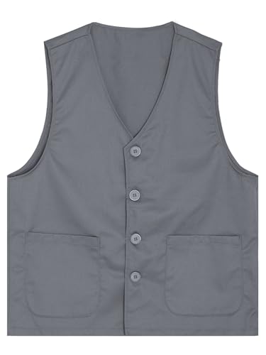 TiaoBug Kids Girls Boys Volunteer Vest with Pockets V-neck Social Service Waistcoat Public Activities Outerwear3