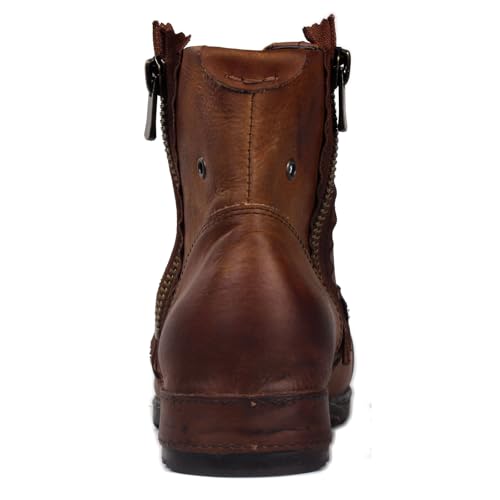 Image of OSSTONE Moto Boots for Men Fashion Zipper-up Leather Chukka Boots Casual Shoes Retro Style OS-5008-8-Retro-US