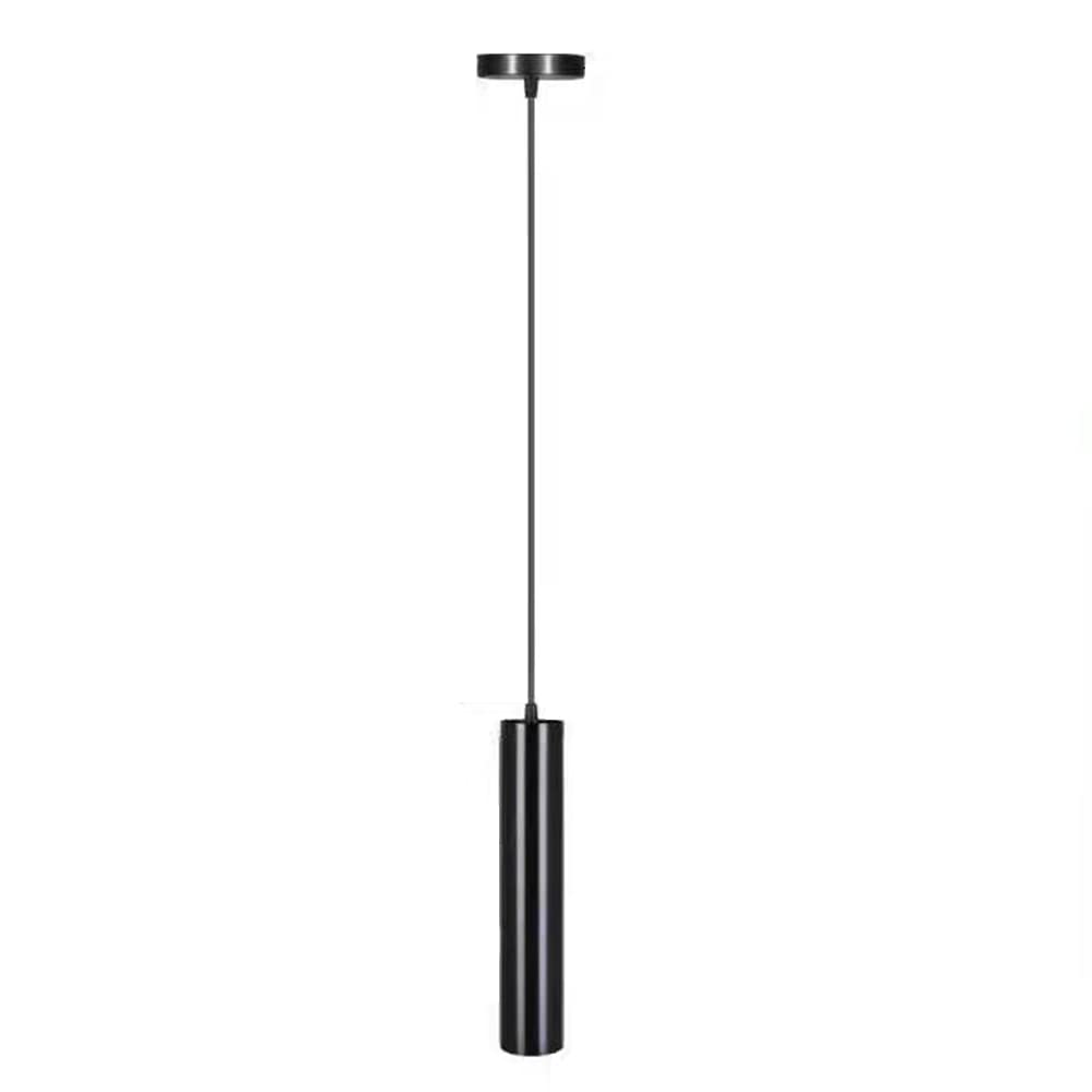 Lustre à LED suspendu cylindre noir de haute finition esthétique 5x60cm