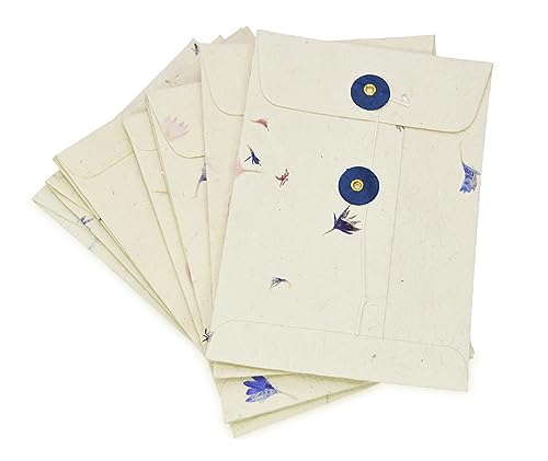 Kathmandu Valley Co. Lokta Papierumschlag Mit Knopfverschluss – 11,4x16,5cm, 10 Stück Handgefertigt In Nepal | Für Einladungen, Geschenke & Dokumente