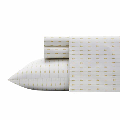 Tommy Bahama - King Sheets, Cotton Percale Bedding Set, Crisp & Cool, Stylish Bedding Set (Pineapple Pinstripe Yellow, King) by Tommy Bahama - Image 2