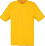 Cuello acanalado. Fruit of the Loom Original T. Camiseta, Amarillo (Sunflower Yellow), Small para Hombre