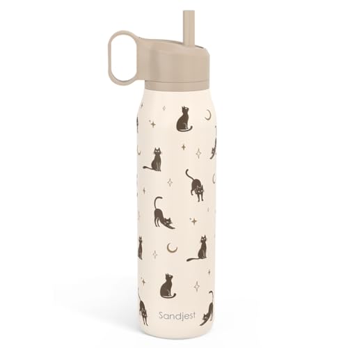 Image of Cat Stainless Steel Water Bottle with Twist Lid 20oz, Travel Insulated Water Bottles for Sports & Gym, Gift for Women Girls Friends Pet Lovers Cat Moms Birthday Christmas