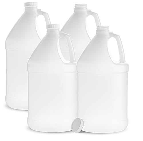 kitchentoolz 1 Gallon Water Jug - Empty Plastic Reusable Container for Liquids - HDPE Large 128 oz - Pack of 4 - Airtight Lids by kitchentoolz - Used condition - US$34.00