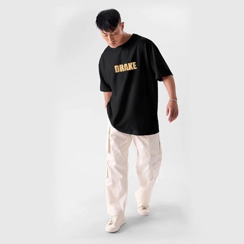Image of Drake Oversized Black Tshirt for Men and Women Rapper Drake Drop Shoulder Unisex Baggy Loose Fit T-Shirts