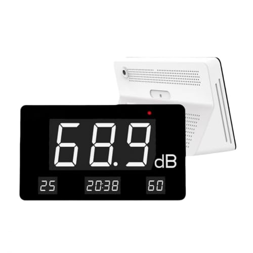 Xiraivke デジタル騒音計、 デシベルメーター、 レベルテスター 、騒音レベル測定音量、壁掛け 、操作が簡単、USB電源、温度湿度計、アラーム機能、音量測定器、ノイズサーチテスタ ノイズ測定器
