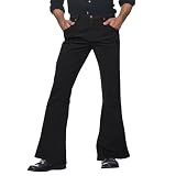 Vhersily Pantalones de hombre con pata de elefante, elásticos, elegantes, elásticos, de verano, clásicos, de campana, oficina, informal, negocios, novio, vintage, a la moda, para gimnasio, moto, hip