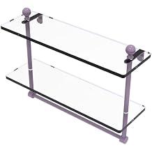 Allied Brass MA-2 / 16TB-LVN Mambo Collection 16 Inch Two Tiered Glass Shelf with Integrated Towel Bar، Lavender