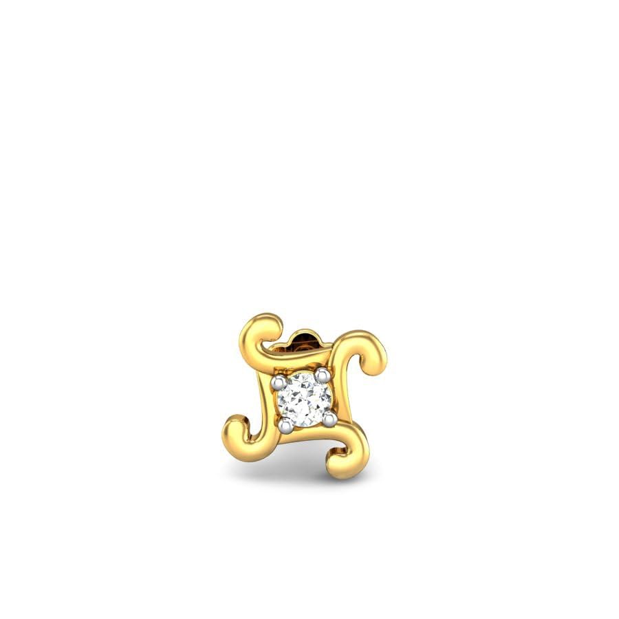 CANDERE - A KALYAN JEWELLERS COMPANY Yellow Gold 18K (750) BIS Hallmark Single Stone SI IJ Diamond Nosepin for Women - Image 2