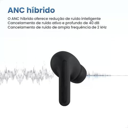 Fone Bluetooth Redmi Buds 6 Lite Preto - Cancelamento de Ruído Ativo e Bateria de 38 horas - Produto