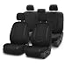 FH Group FH-FB032115 Unique Flat Cloth Seat Cover w. 5 Detachable Headrests and Solid Bench Black- Fit Most Car, Truck, SUV, or Van