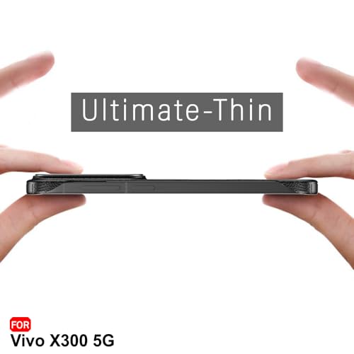 Image of TheGiftKart Hybrid Ultimate Slim Back Case Cover for Vivo X300 5G | Lightweight Profile | Hard Back Case Cover for Vivo X300 5G (PC & TPU, Metal Camera Ring, Leather Texture Finish, Black)