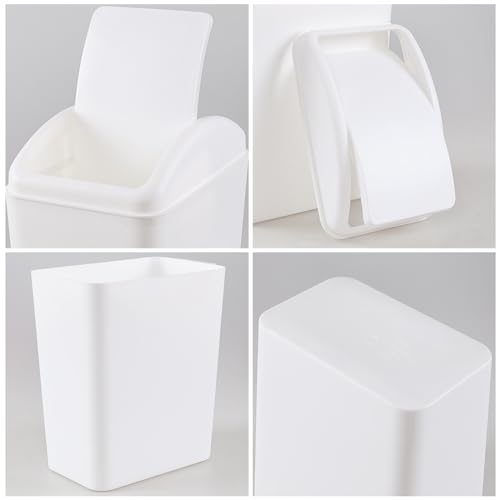 Image of 16 Liter Plastic Trash Can, Swing Top Garbage Bin Wastebasket (White)