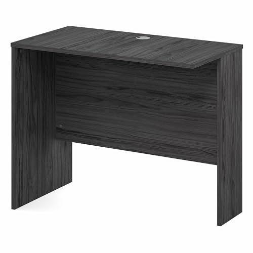 Image of Furinno Roger Office Desk Return, 35 Inch Rectangular Desk Return for Executive Desk, Reversible Return with Cord Grommet, Scratchproof and Water-Resistant, for Home Study, Office, Coastal Grey