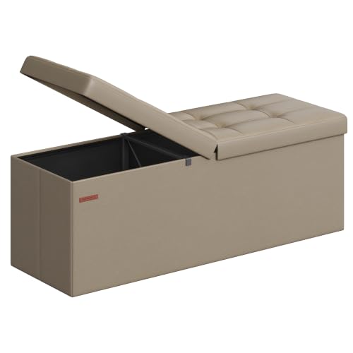 Image of SONGMICS 43.3 Inches Folding Storage Ottoman Bench with Flipping Lid