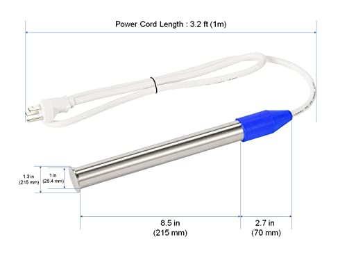1000W Stainless Steel Fully Submersible Bucket Water Heater, 100% Waterproof, Heating A Small Volume Of Water, Slim Design, Easy Carry Handle, Simple To Use #TOP2