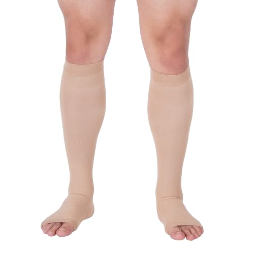 MEDTEX Cotton Compression Stockings,Class-2,Knee Length(Below Knee) for Varicose Veins(Beige) for Men and Women (Medium)-image-36