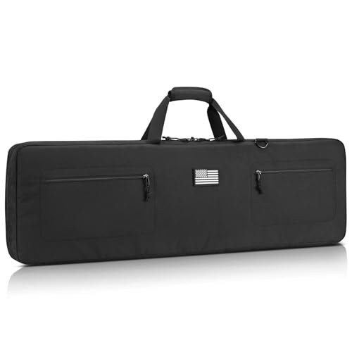 CVLIFE 42' Soft Rifle Case, Rifle Bag with Zipper Pockets, Long Gun Bag with Adjustable Strap and Padded Handle, Gun Case for Outdoor Hunting Shooting Range, Black