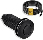 BESTILL Sink Top Garbage Disposal Air Switch Button with Air Hose, Matte Black-Long Button with Brass Cover