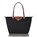 BOJLY Women Tote Bag,Stylish Waterproof Nylon Ladies Shoulder Bag, Folding Beach Travel Bag for Work,Shopping, School Black Large