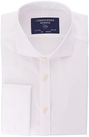 Christopher Morris Men's 100% Cotton Non-Iron White French Cuff Dress Shirt