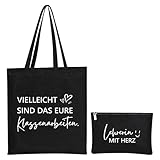 Ehrentag der Lehrer für Stofftasche - Tasche Lehrerin Geschenk,VIELLEICHT SIND DAS EURE KLASSENARBEITEN., Lehrer für Geburtstag, Geschenkideen-Schwarz
