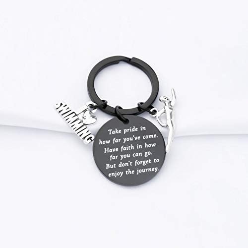 FUSTMW Swim Keychain I Love Swimming Lover Gift Swim Team Inspirational Gift