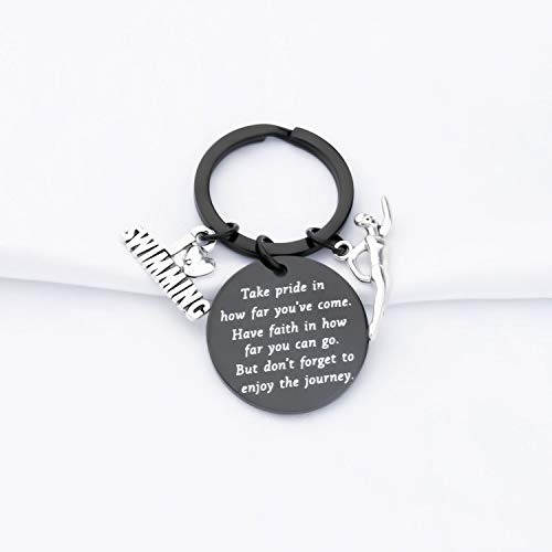 FUSTMW Swim Keychain I Love Swimming Lover Gift Swim Team Inspirational Gift