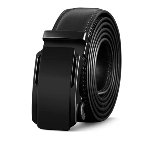 Men's Genuine Leather Automatic Ratchet Buckle Belt Adult, Double-Sided Leather Dress Belt Cz091 Black 115cm2