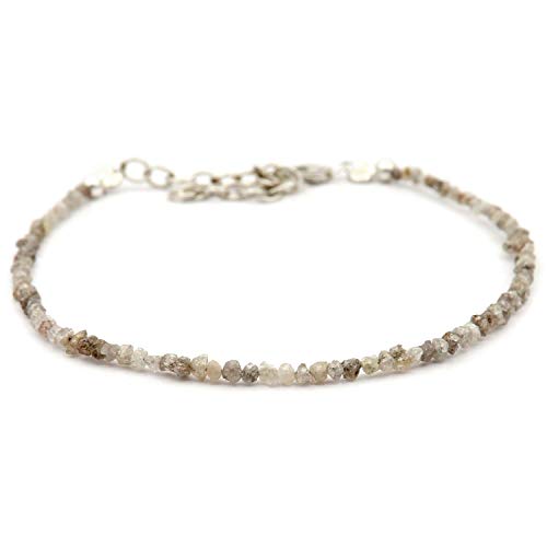 Vatslacreations Pulsera de diamantes en bruto natural, pulsera de diamantes crudos con cuentas multicolor, pulsera de diamantes para mujer, pulsera de plata de ley 925, pulsera de diamantes en bruto,