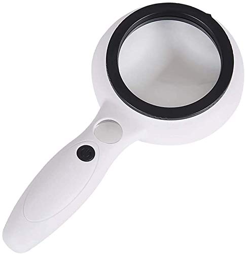 Extra large LED Handheld Magnifying Glass loupe with light-2.5X 12X lens Loupe Lightweight illuminated Reading Magnifier for kid,Senior,macular degeneration